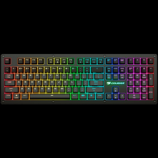 COUGAR PURI RGB Red Switches Mechanical Gaming Keyboard,N-key rollover(USB mode support),Key Backlight White LED,1000Hz/1ms Polling rate,Steel/Plastic,Magnetic Protective cover,1.8m Braided Cable Length,Detachable Cable