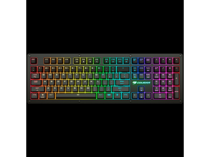COUGAR PURI RGB Red Switches Mechanical Gaming Keyboard,N-key rollover(USB mode support),Key Backlight White LED,1000Hz/1ms Polling rate,Steel/Plastic,Magnetic Protective cover,1.8m Braided Cable Length,Detachable Cable