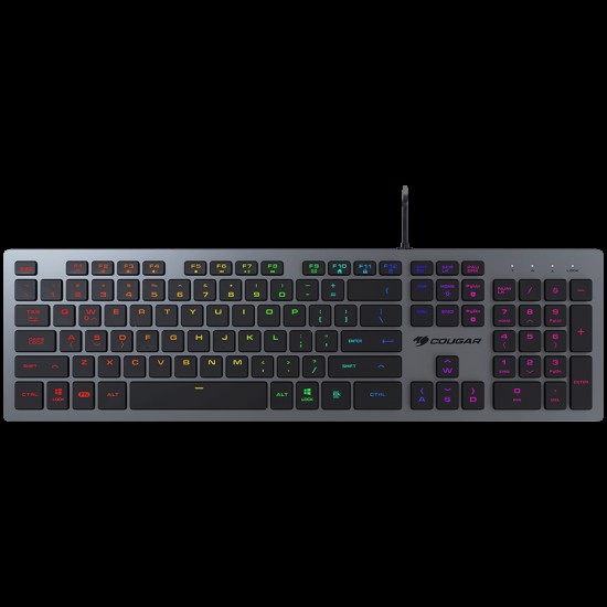 COUGAR VANTAR AX BLACK, Gaming Keyboard, Flat Caps With Scissor-Switch, CNC Unibody Aluminum Frame, 19-Key Rollover, Eight Backlight Effects, Adjustable Stand, Dimensions: 445 x 127 x 15.5 mm