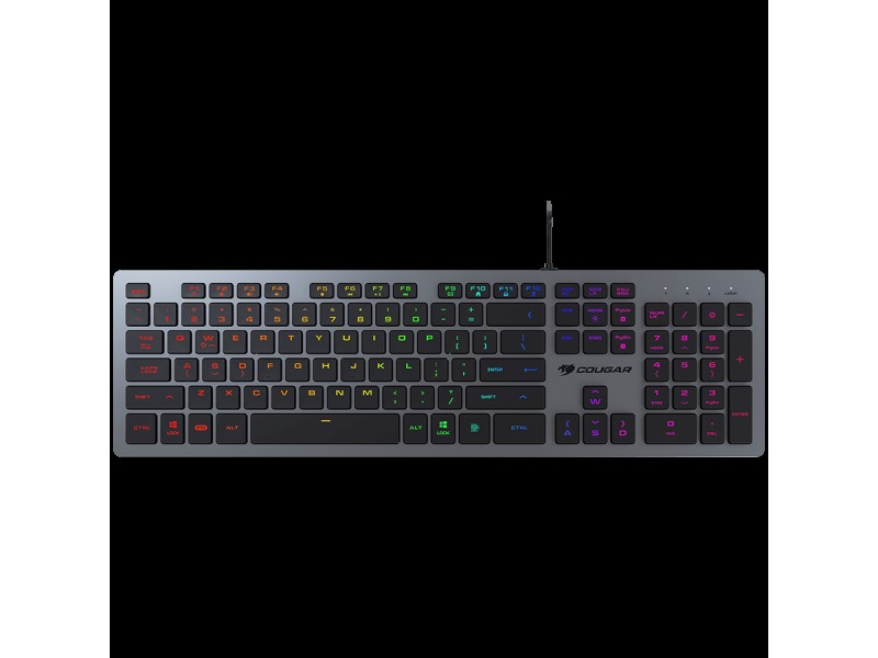 COUGAR VANTAR AX BLACK, Gaming Keyboard, Flat Caps With Scissor-Switch, CNC Unibody Aluminum Frame, 19-Key Rollover, Eight Backlight Effects, Adjustable Stand, Dimensions: 445 x 127 x 15.5 mm