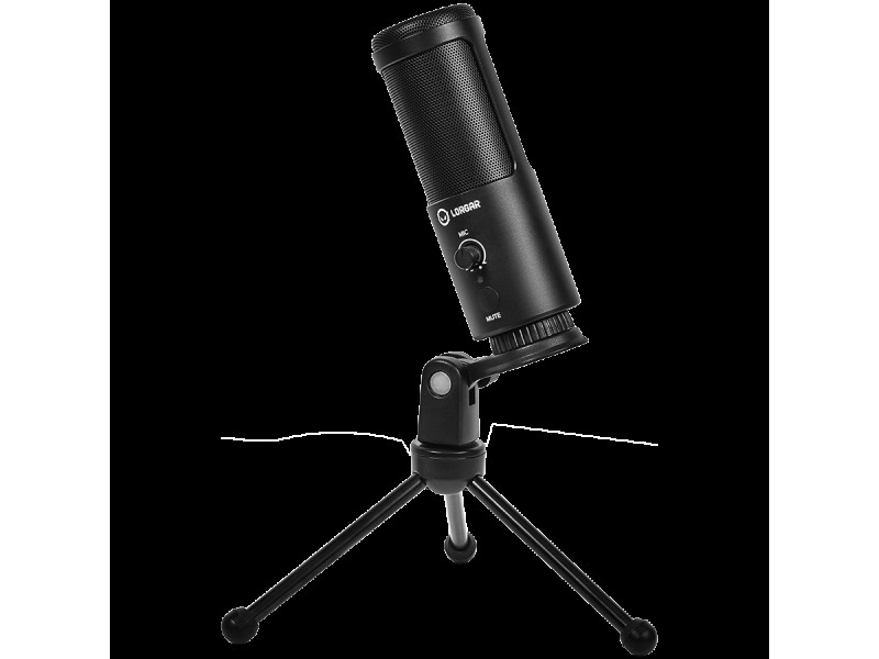 LORGAR Voicer 521, Gaming Microphone, Black, USB condenser mic with Volume Knob, 3.5MM headphonejack, mute button and led indicator, package including 1x F5 Microphone, 1 x 2M type-C USB Cable, 1 xTripod Stand