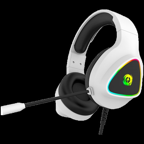 CANYON Shadder GH-6, RGB gaming headset with Microphone, Microphone frequency response: 20HZ~20KHZ, ABS+ PU leather, USB*1*3.5MM jack plug, 2.0M PVC cable, weight: 300g, White