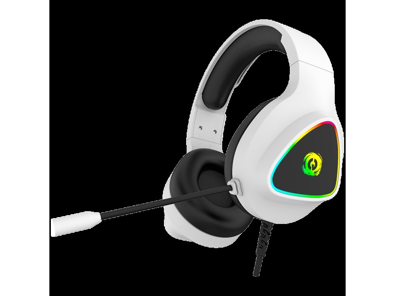 CANYON Shadder GH-6, RGB gaming headset with Microphone, Microphone frequency response: 20HZ~20KHZ, ABS+ PU leather, USB*1*3.5MM jack plug, 2.0M PVC cable, weight: 300g, White