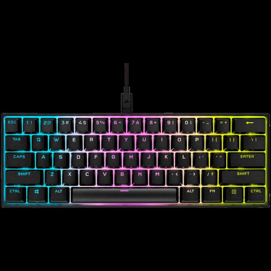 CORSAIR K65 RGB MINI 60% Mechanical Gaming Keyboard, Backlit RGB LED, CHERRY MX Red, Black PBT