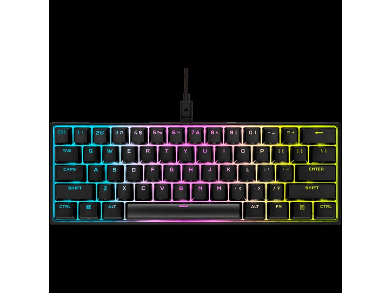 CORSAIR K65 RGB MINI 60% Mechanical Gaming Keyboard, Backlit RGB LED, CHERRY MX Red, Black PBT
