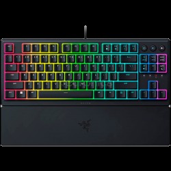 Razer Ornata V3 Tenkeyless, Low Profile Gaming Keyboard, US Layout, 8 Razer Chroma™ RGB Lighting Zones, Dedicated Media Keys, UV-coated ABS Keycaps, 1000 Hz Ultrapolling, Durable spill-resistant design, Braided fiber cable
