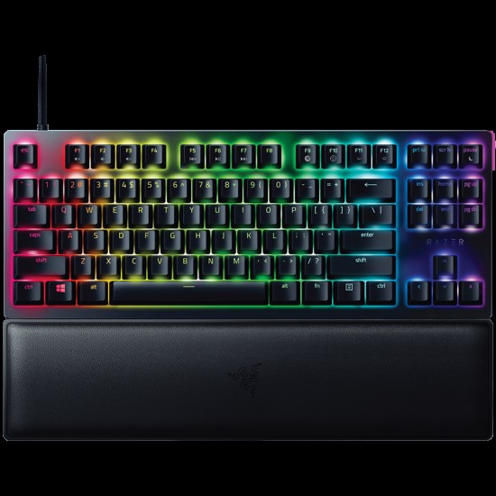 Razer Huntsman V2 Tenkeyless, Optical Gaming Keyboard (Clicky Optical Switch), US Layout, Doubleshot PBT Keycaps, Sound Dampening Foam, Razer Chroma™ RGB, Up to 8000Hz polling rate, Aluminum matte top plate