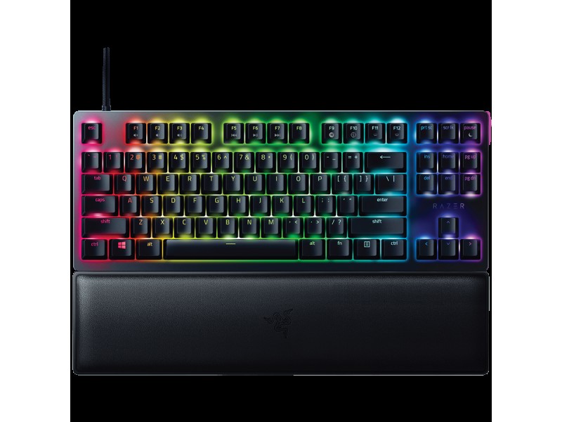 Razer Huntsman V2 Tenkeyless, Optical Gaming Keyboard (Clicky Optical Switch), US Layout, Doubleshot PBT Keycaps, Sound Dampening Foam, Razer Chroma™ RGB, Up to 8000Hz polling rate, Aluminum matte top plate
