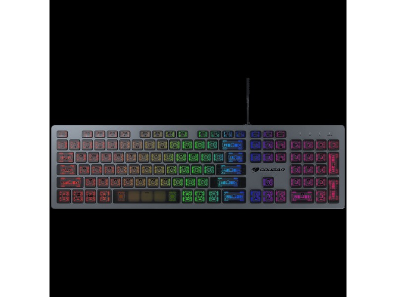 COUGAR VANTAR AX Scissor Gaming Keyboard, Scissor switches, 19-Key Rollover, USB plug, RGB light effects, CNC Unibody Aluminum Frame, 8 backlight effects, 445 X 127 X 15 (mm), 1.6m cable length, 626g, Anti-Ghosting Technology, Translucent Keycaps