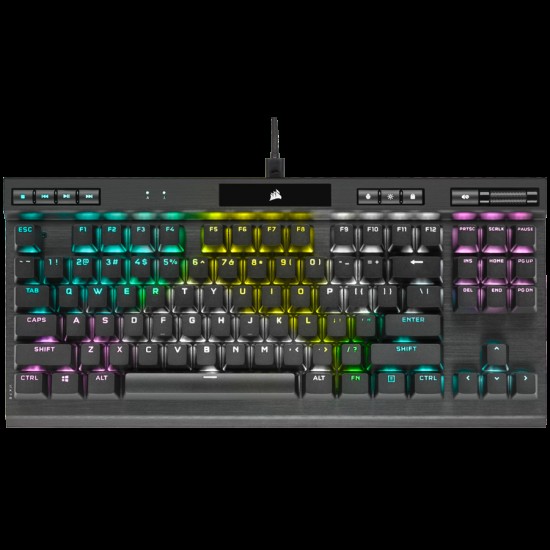 Corsair K70 RGB TKL CHAMPION SERIES Tenkeyless Mechanical Gaming Keyboard, Backlit RGB LED, CHERRY MX Red, Black, Black PBT Keycaps, EAN:0840006639619