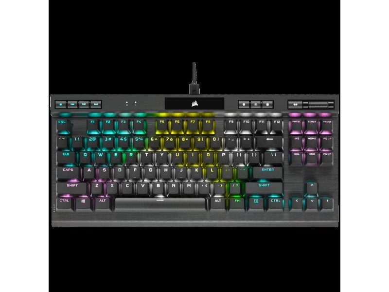 Corsair K70 RGB TKL CHAMPION SERIES Tenkeyless Mechanical Gaming Keyboard, Backlit RGB LED, CHERRY MX Red, Black, Black PBT Keycaps, EAN:0840006639619
