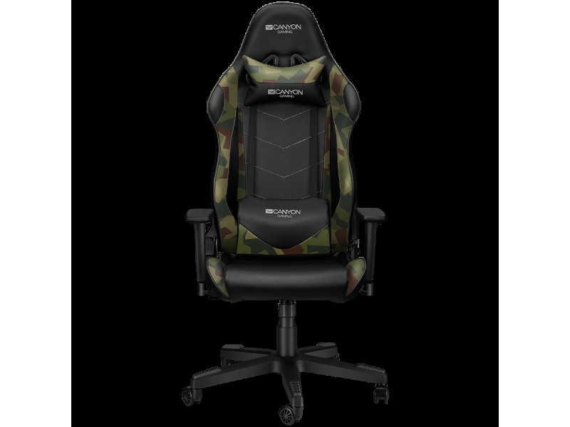 CANYON Argama GС-4AO, Gaming chair, PU leather, Original foam and Cold molded foam, Metal Frame, Top gun mechanism, 90-165 dgree, 3D armrest, Class 4 gas lift, Nylon 5 Stars Base, 60mm PU caster, Black+camouflage pattern