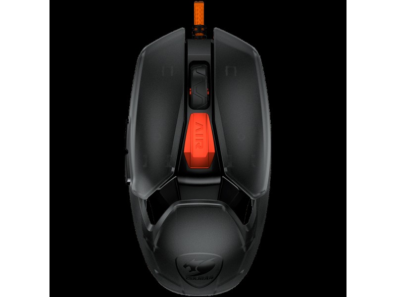 COUGAR AirBlader Tournament (Black) Gaming Mouse, PixArt PAW3399 Optical Gaming Sensor, 20000DPI, 2000Hz Poling Rate, 80M Clicks Gaming Switches, 6 Programmable Buttons, 62G Extreme Lightweight Design, Ultraflex Cable, Grip Tape, PTFE Skates, BOUNCE-ON Sy