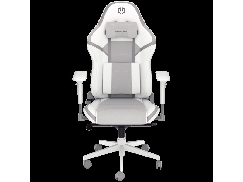 Endorfy Scrim Onyx White Gaming Chair, PU Leather + Breathable Fabric, Cold-pressed Foam, Memory Foam Cushions, Class 4 Gas Lift Cylinder, 4D Adjustable Armrest, Adjustable Headrest, White, 2 Year Warranty