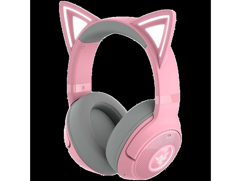 Kraken Kitty BT V2 - Quartz Ed. Pink, Wireless Gaming Headset, Kitty Ears and Earcups, Bluetooth 5.2 with Gaming Mode, TriForce 40 mm Drivers, Built into the earcups microphone, Up to 40-hour Battery Life with Type C Charging