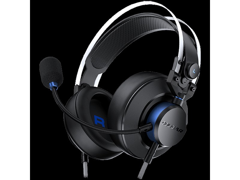 COUGAR VM410 PS, 53mm Graphene Diaphragm Drivers, 9.7mm Noise Cancellation Microphone, Volume Control and Microphone Switch Control, 259g Ultra Lightweight Suspended Leatherlike Headband Design