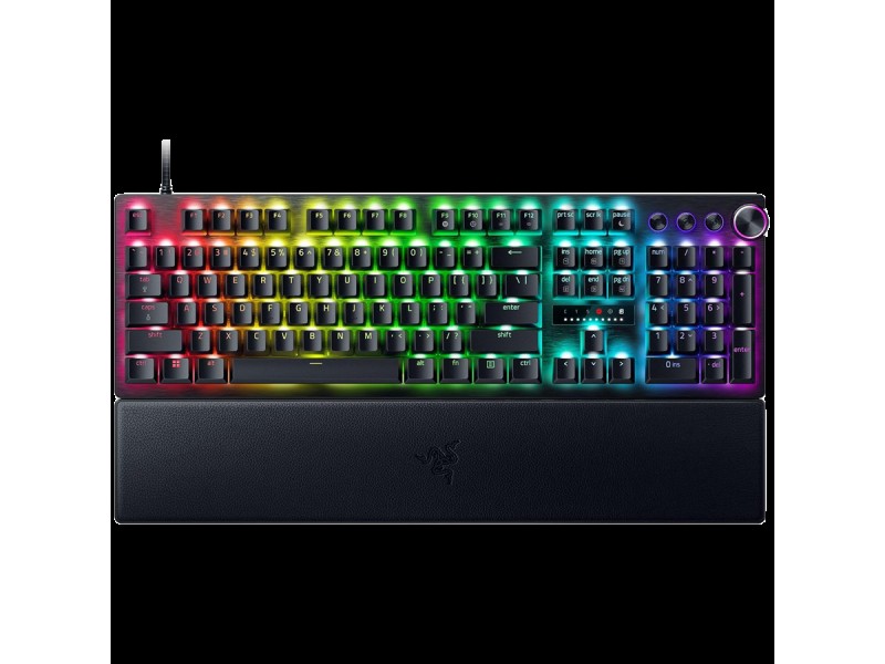 Huntsman V3 Pro - US Layout, Gaming Keyboard, Analog Optical Switch Gen-2, Razer Chroma RGB, Magnetic Firm Leatherette Wrist Rest, Multi-function Dial with 3 dedicated button, Detachable Type-C Cable, Doubleshot PBT Keycaps, 1000 Hz Polling Rate