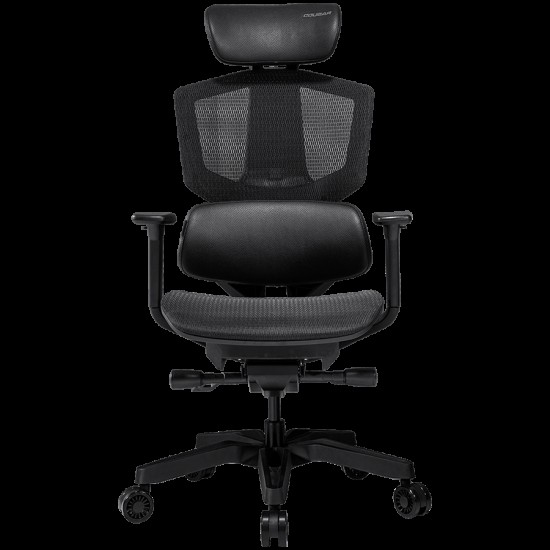 COUGAR Argo One Black, PAFRP Frame, Breathable PVC Leather,  Dynamic lumbar Support Design, Flexibly reclining backrest, Adjustable headrest, Sliding seat, 3D Adjustable Armrest