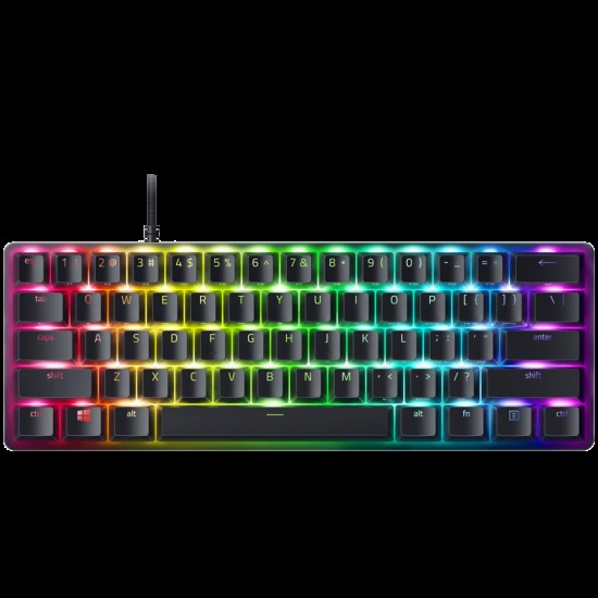 Razer Huntsman Mini (Analog Switch), Gaming Keyboard, US Layout, Wired - Detachable Type-C, Doubleshot PBT Keycaps, Aluminum construction, 1000 Hz Ultrapolling, Hybrid onboard storage, Razer Chroma RGB