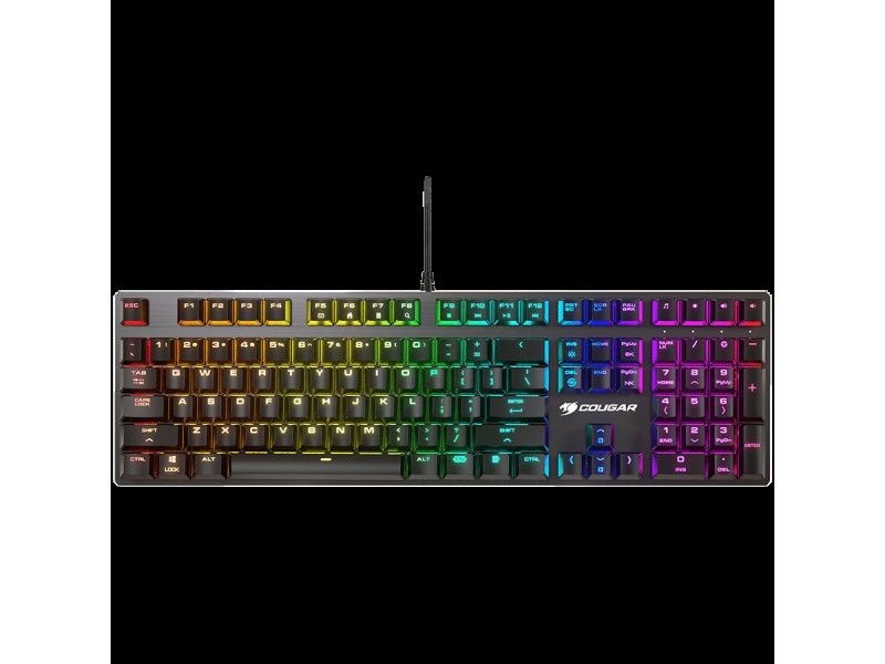 COUGAR Vantar MX, Mechanical Gaming Keyboard, Red switches, N-key rollover, 1000Hz poling rate, RGB Backlit, Aluminium / Plastic, 14 backlight effects, 140 x 450 x 30 (mm)