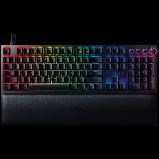 Razer Huntsman V2 Analog (Analog Switch), Optical Gaming Keyboard, US Layout, Doubleshot PBT Keycaps, Sound Dampening Foam, Razer Chroma™ RGB, Up to 8000Hz polling rate, Aluminum matte top plate