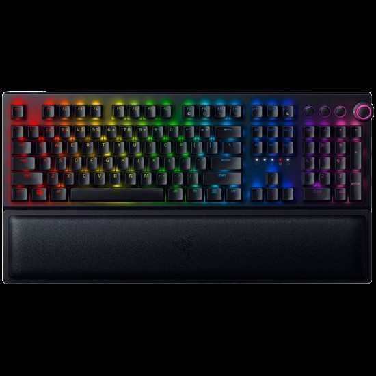 Razer BlackWidow V3 Pro, Green Mechanical Switch, US Layout, 2.4 Ghz Wireless and Bluetooth connection, Razer Chroma RGB, Hybrid onboard storage – up to 5 profiles, Dedicated Media Controls, Doubleshot ABS keycaps