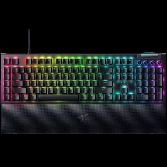 Razer BlackWidow V4 Pro Mechanical Gaming Keyboard, US Layout, Green Switch, Razer Chroma™ RGB, Command Dial, 8 Macro Keys, Lubricated Stabilizers, Media Keys, Magnetic Wrist Rest, USB Passthrough, Up to 8000 Hz Polling Rate, Detachable Type C Cable