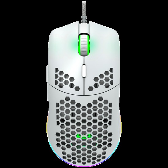 CANYON Puncher GM-11, Gaming Mouse with 7 programmable buttons, Pixart 3519 optical sensor, 4 levels of DPI and up to 4200, 5 million times key life, 1.65m Ultraweave cable, UPE feet and colorful RGB lights, White, size:128.5x67x37.5mm, 105g