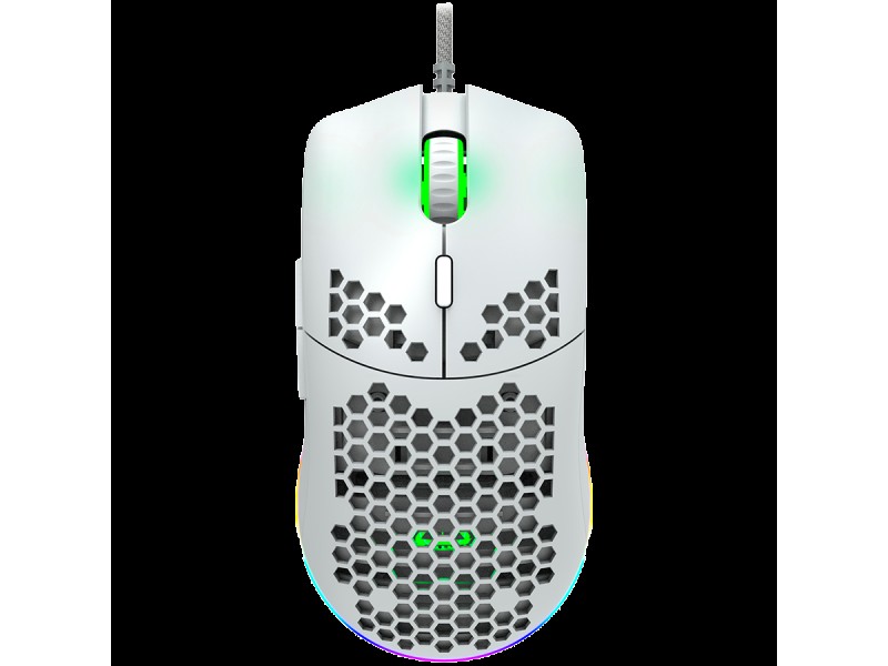 CANYON Puncher GM-11, Gaming Mouse with 7 programmable buttons, Pixart 3519 optical sensor, 4 levels of DPI and up to 4200, 5 million times key life, 1.65m Ultraweave cable, UPE feet and colorful RGB lights, White, size:128.5x67x37.5mm, 105g