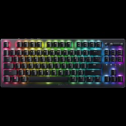 Razer DeathStalker V2 Gaming Keyboard, Red Switch, US Layout, Low-Profile Optical Switches (Linear), Ultra-Slim Casing with Durable Aluminum Top Plate, Laser-Etched Keycaps with Razer HyperGuard Coating, Wired - Detachable braided fiber Type-C cable
