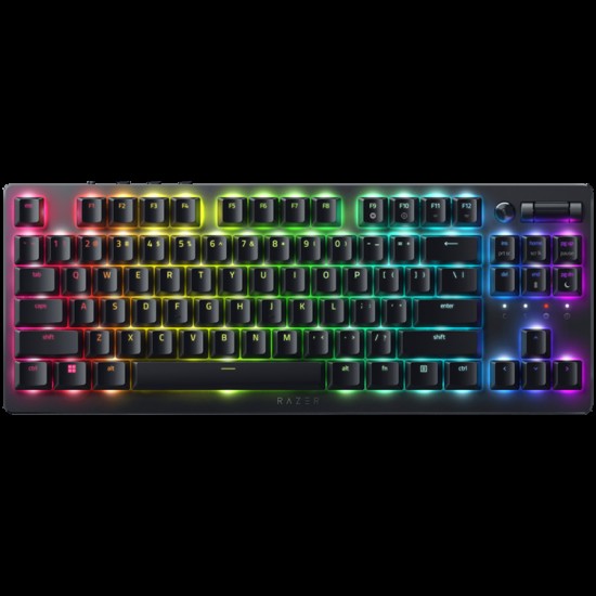 Razer DeathStalker V2 Gaming Keyboard, Red Switch, US Layout, Low-Profile Optical Switches (Linear), Ultra-Slim Casing with Durable Aluminum Top Plate, Laser-Etched Keycaps with Razer HyperGuard Coating, Wired - Detachable braided fiber Type-C cable