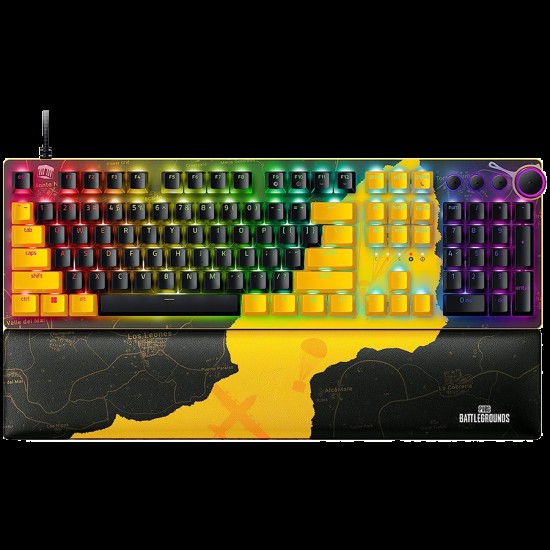 Razer Huntsman V2 - PUBG Optical Gaming Keyboard (Linear Red Switch), US Layout, Doubleshot PBT Keycaps, Sound Dampening Foam, Razer Chroma RGB, Up to 8000Hz polling rate, Aluminum matte top plate