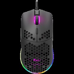 CANYON Puncher GM-11, Gaming Mouse with 7 programmable buttons, Pixart 3519 optical sensor, 4 levels of DPI and up to 4200, 5 million times key life, 1.65m Ultraweave cable, UPE feet and colorful RGB lights, Black, size:128.5x67x37.5mm, 105g