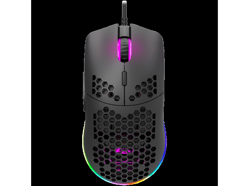 CANYON Puncher GM-11, Gaming Mouse with 7 programmable buttons, Pixart 3519 optical sensor, 4 levels of DPI and up to 4200, 5 million times key life, 1.65m Ultraweave cable, UPE feet and colorful RGB lights, Black, size:128.5x67x37.5mm, 105g