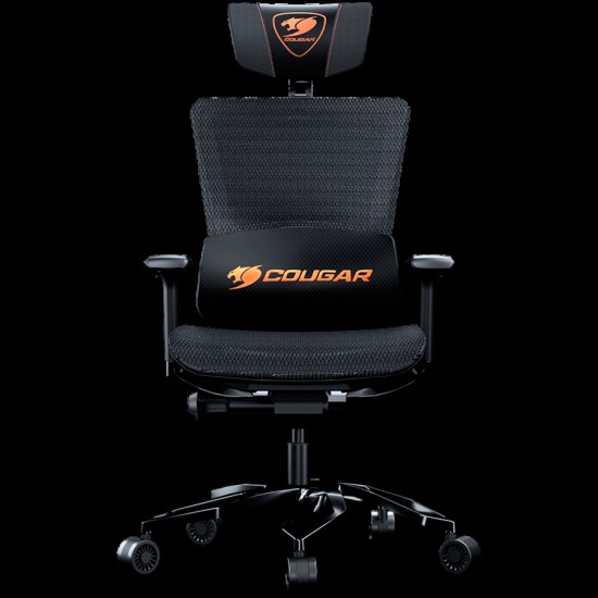 COUGAR Argo Black, Premium Aluminum Frame, 5-star Aluminum Alloy base, Breathable PVC Leather, Trigger shift wire control system, Dynamic lumbar Support Design, Flexibly reclining backrest, Adjustable headrest, Sliding seat, 3D Adjustable Armrest