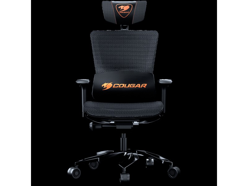COUGAR Argo Black, Premium Aluminum Frame, 5-star Aluminum Alloy base, Breathable PVC Leather, Trigger shift wire control system, Dynamic lumbar Support Design, Flexibly reclining backrest, Adjustable headrest, Sliding seat, 3D Adjustable Armrest