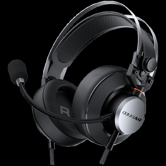 COUGAR VM410 Iron, 53mm Graphene Diaphragm Drivers, 9.7mm Noise Cancellation Microphone, Volume Control and Microphone Switch Control, 259g Ultra Lightweight Suspended Leatherlike Headband Design