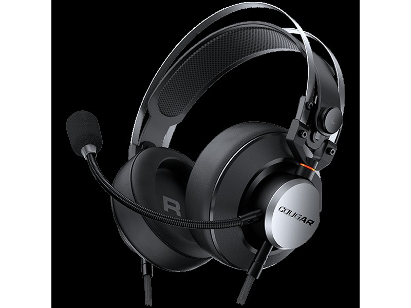 COUGAR VM410 Iron, 53mm Graphene Diaphragm Drivers, 9.7mm Noise Cancellation Microphone, Volume Control and Microphone Switch Control, 259g Ultra Lightweight Suspended Leatherlike Headband Design