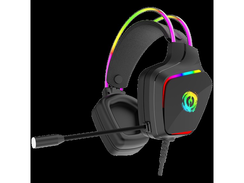 CANYON Darkless GH-9A, RGB gaming headset with Microphone, Microphone frequency response: 20HZ~20KHZ, ABS+ PU leather, USB*1*3.5MM jack plug, 2.0M PVC cable, weight:280g, black