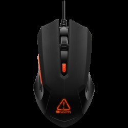 CANYON Star Raider GM-1, Optical Gaming Mouse with 6 programmable buttons, Pixart optical sensor, 4 levels of DPI and up to 3200, 3 million times key life, 1.65m PVC USB cable,rubber coating surface and colorful RGB lights, size:125*75*38mm, 115g