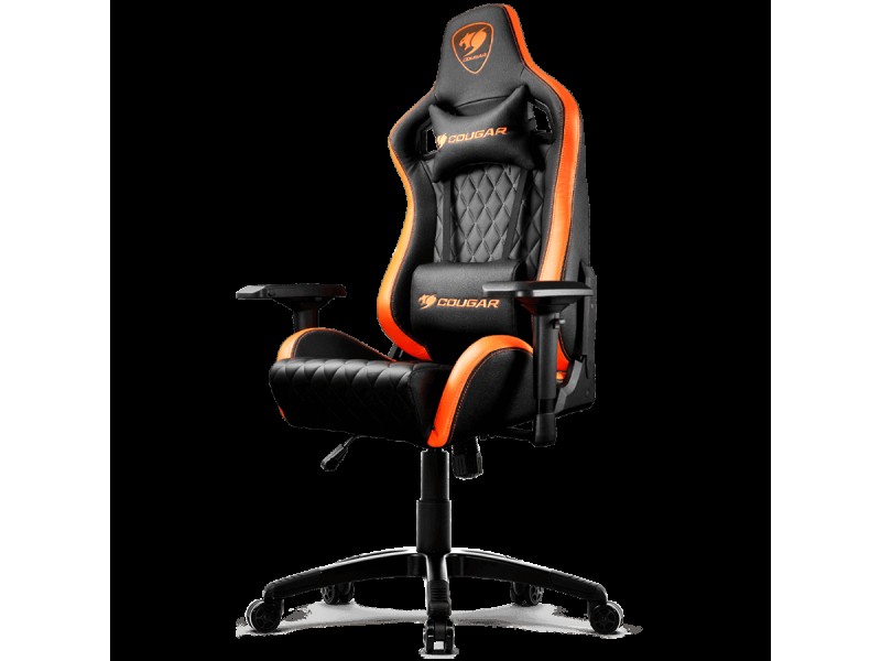 COUGAR Armor S Gaming Chair, Full Steel Frame, 4D adjustable arm rest, Gas lift height adjustable, 180º seat back adjustable, Head and Lumbar Pillow, High density mold shaping foam, Premium PVC leather,Weight Capacity-120kg,Product Weight-21kg