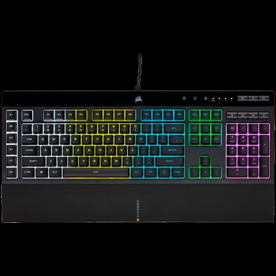 Corsair K55 RGB PRO Gaming Keyboard, Backlit Zoned RGB LED, Rubberdome, EAN:0840006631798