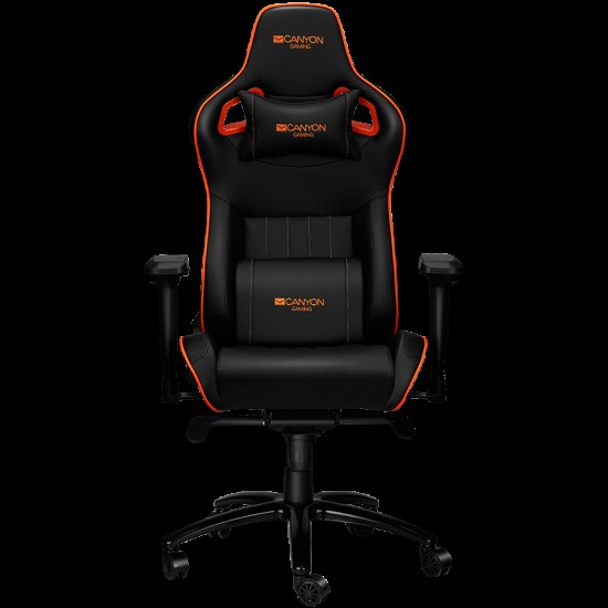 CANYON Corax GС-5, Gaming chair, PU leather, Cold molded foam, Metal Frame , Frog mechanism, 90-165 dgree, 4D armrest, Tilt Lock, Class 4 gas lift, metal 5 Stars Base, 60mm PU caster,black+Orange. CANYON Corax GС-5, Gaming chair, PU leather, Cold molded foam, Metal Frame , Frog mechanism, 90-165 dgree, 4D armrest, Tilt Lock, Class 4 gas lift, metal 5 Stars Base, 60mm PU caster,black+Orange.