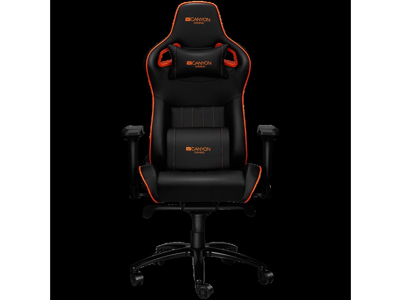 CANYON Corax GС-5, Gaming chair, PU leather, Cold molded foam, Metal Frame , Frog mechanism, 90-165 dgree, 4D armrest, Tilt Lock, Class 4 gas lift, metal 5 Stars Base, 60mm PU caster,black+Orange.