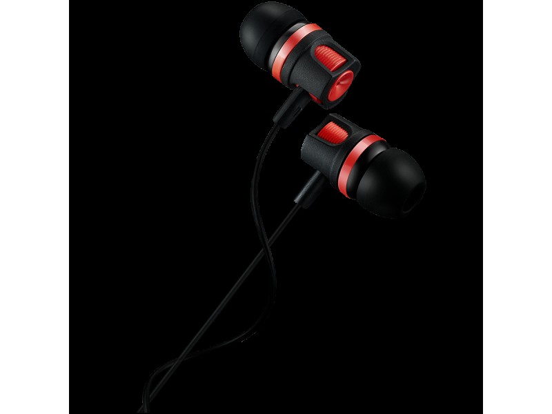 CANYON Stereo earphones with microphone, 1.2M, red