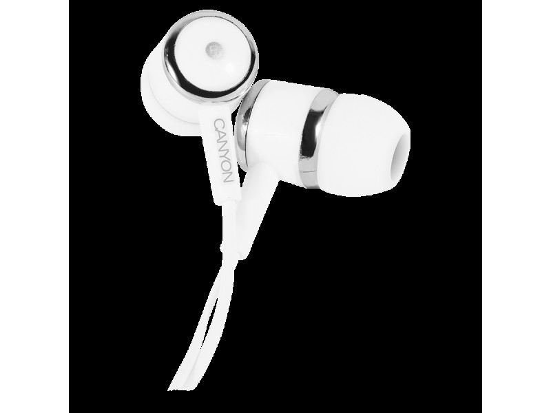 CANYON Stereo earphones with microphone, White