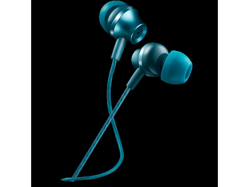 CANYON Stereo earphones with microphone, metallic shell, 1.2M, blue-green