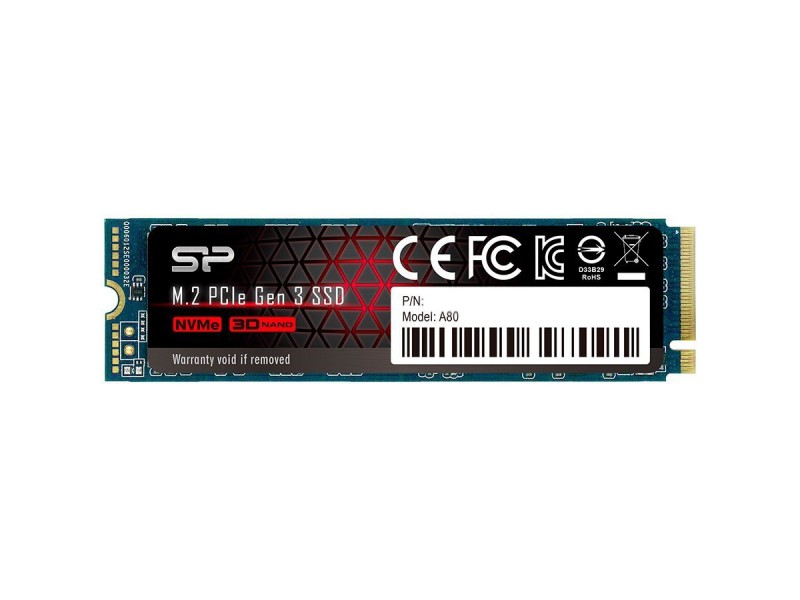 Silicon Power Ace - A80 1TB SSD PCIe Gen 3x4 PCIe Gen3 x 4 & NVMe 1.3, SLC cache + DRAM cache - Max 3400/3000 MB/s, EAN: 4713436123774