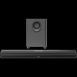 F&D HT-350 2.1 Wireless Soundbar with Subwoofer, 110W RMS (20Wx2+70W), Full-range speaker: 40x90mm + 6.5   Subwoofer, BT 5.0/Optical/AUX/HDMI/USB/LED Display/Remote Control/Wooden/Black