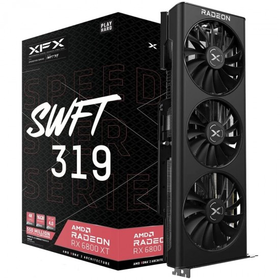 XFX AMD Video Card RX-6800XT SWFT 319 CORE, 16GB GDDR6 256bit, 2550MHz/ 16Gbps, 3xDP, HDMI, 3 Fan, 3 slot